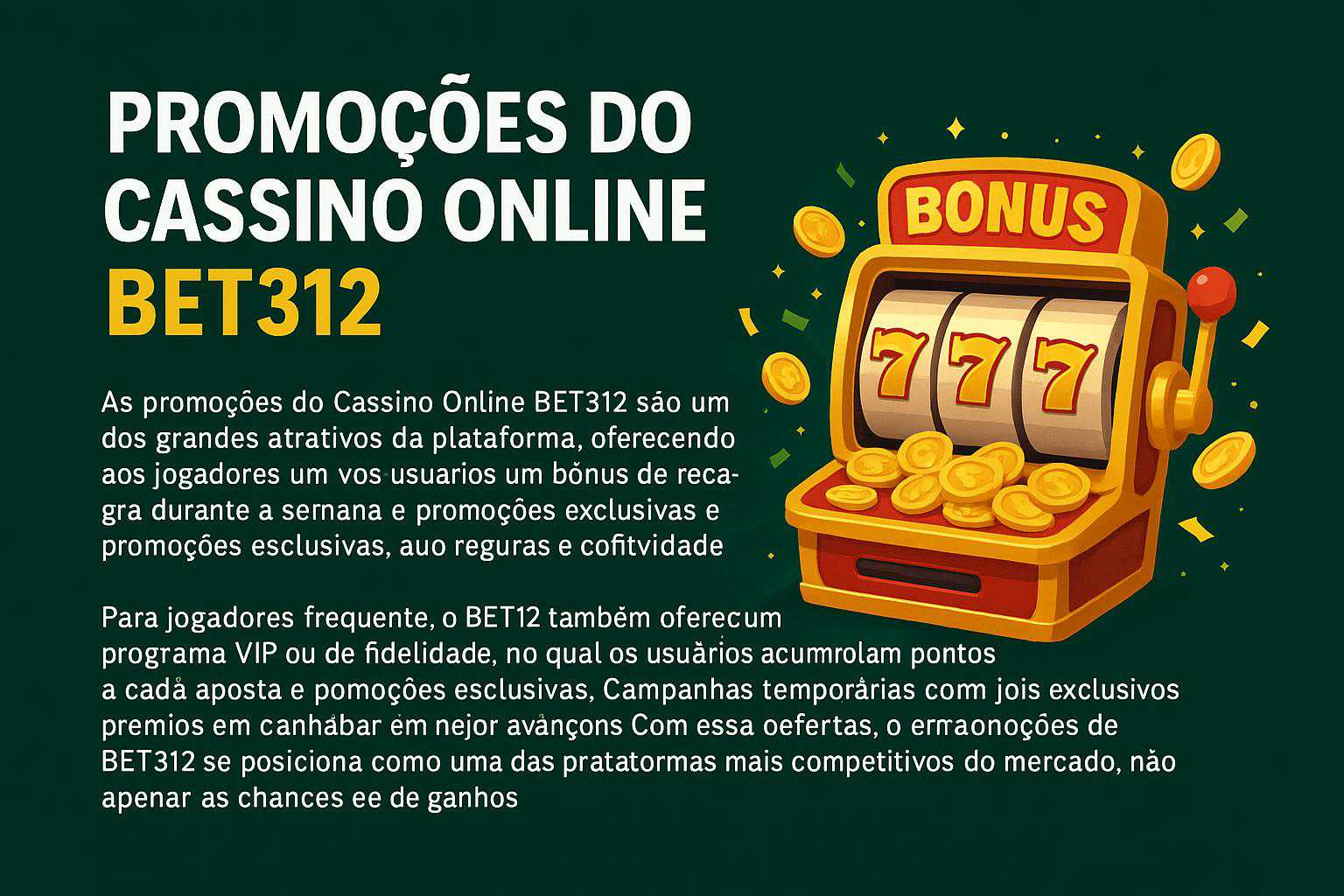O bônus promocional BET312 é uma ótima maneira de começar sua aventura